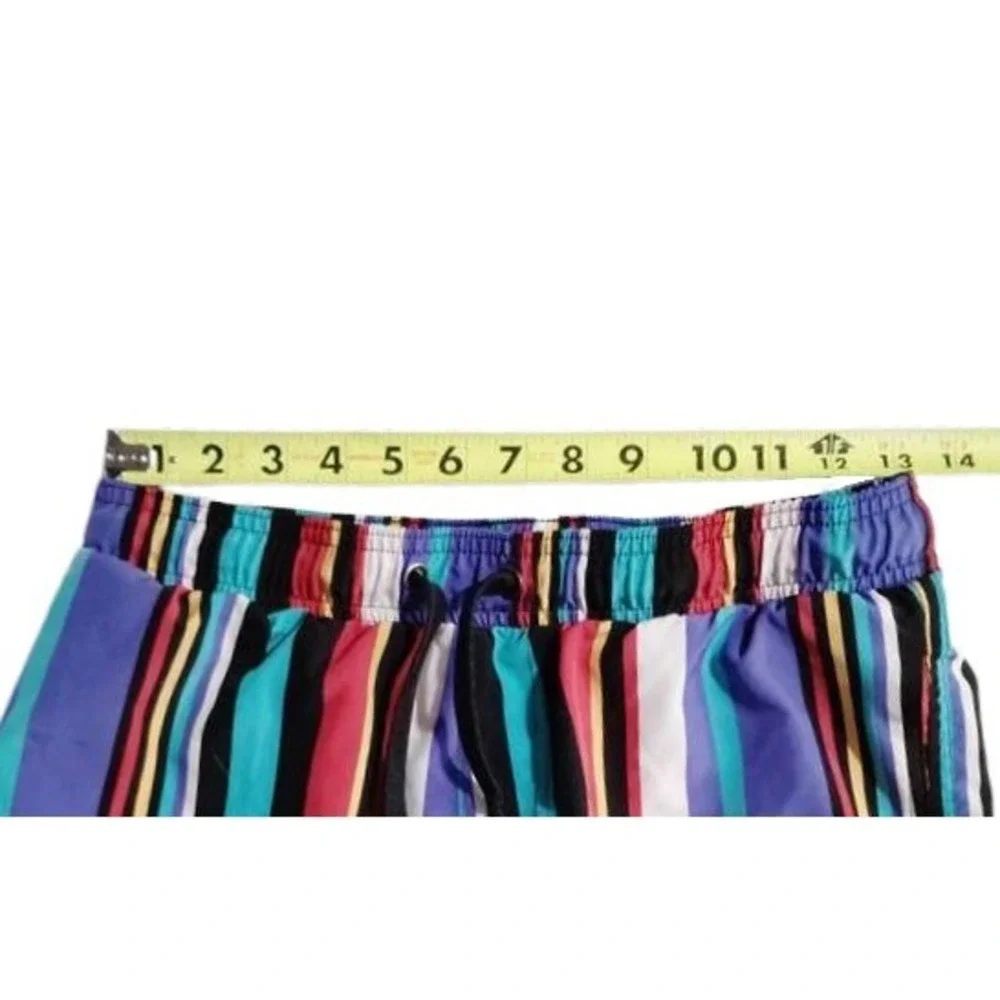 Surf Society Swimwear‎ Men's Medium Striped Elastic Waist Drawstring Swim Trunks